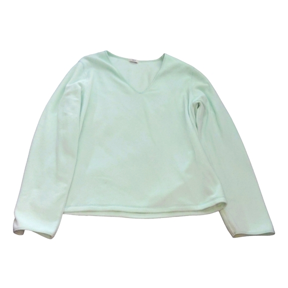 Ariel Tops - Easy Fit Mint Green V Neck Top